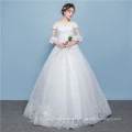 SLS035YC Unique Design Puffy Sleeves African Floor Length Ball Gown Dress Sweetheart Sequin Appliqued Lace Vintage Wedding Dress